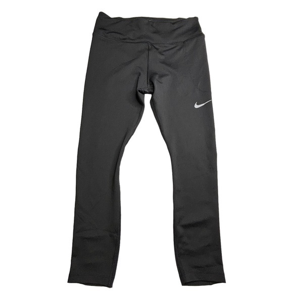 Nike Pants - Nike Dri Fit Capri Crop Leggings Black Mesh Vented Running Drawstring Size M